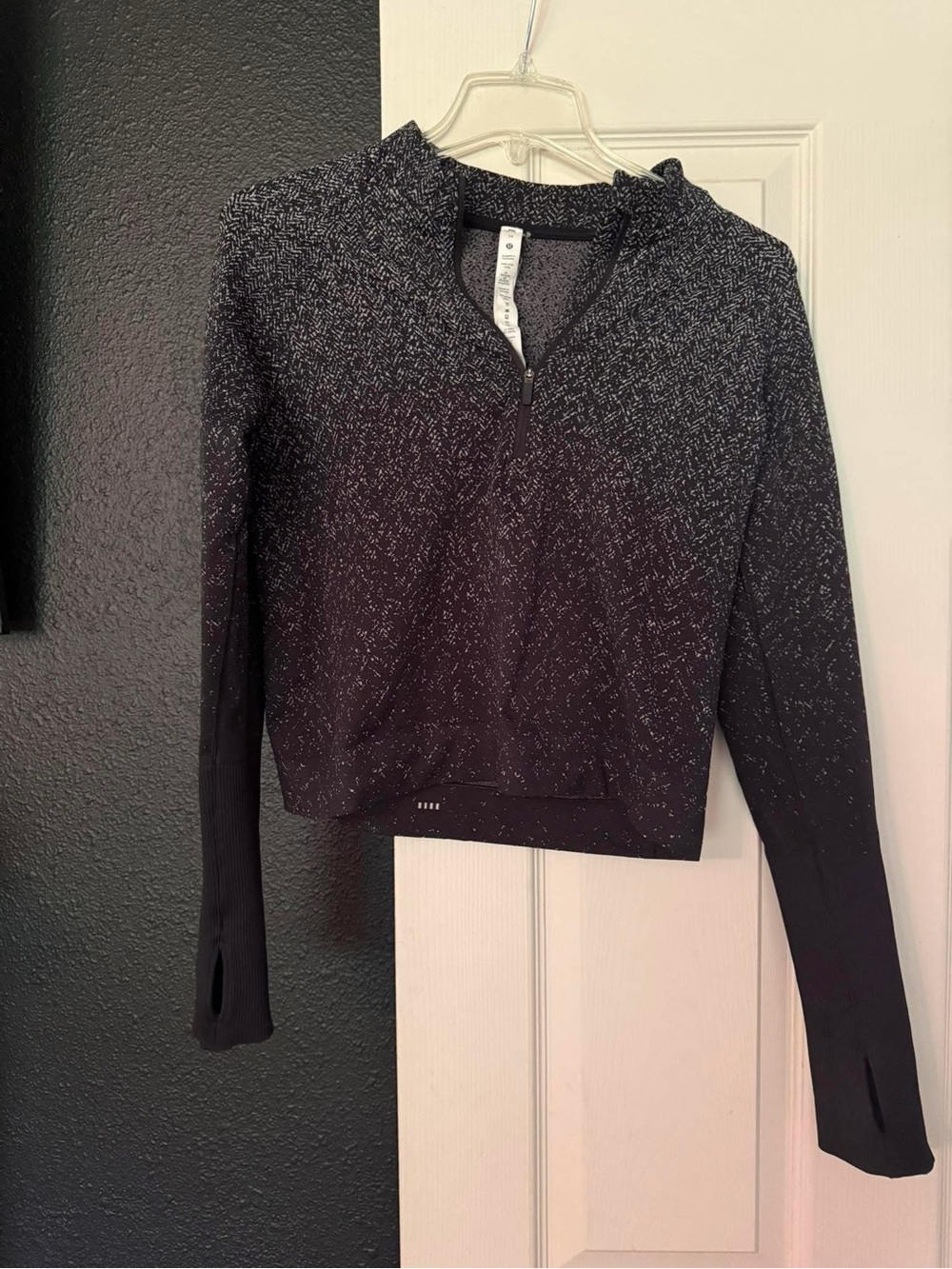 lululemon athletica Black Heathered Quarter-Zip Long Sleeve Top